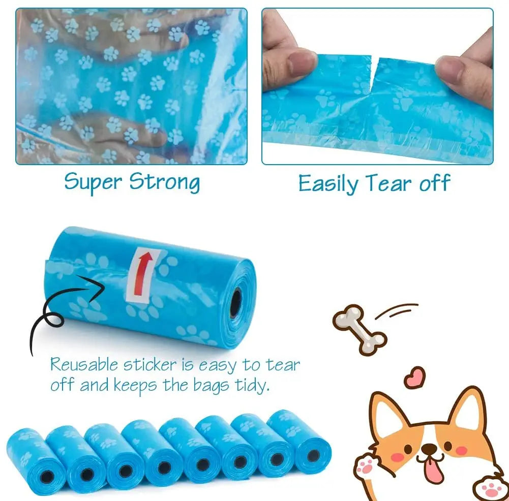 Eco-friendly Dog Poop Bags with Leash Clip and Bone-shaped Dispenser