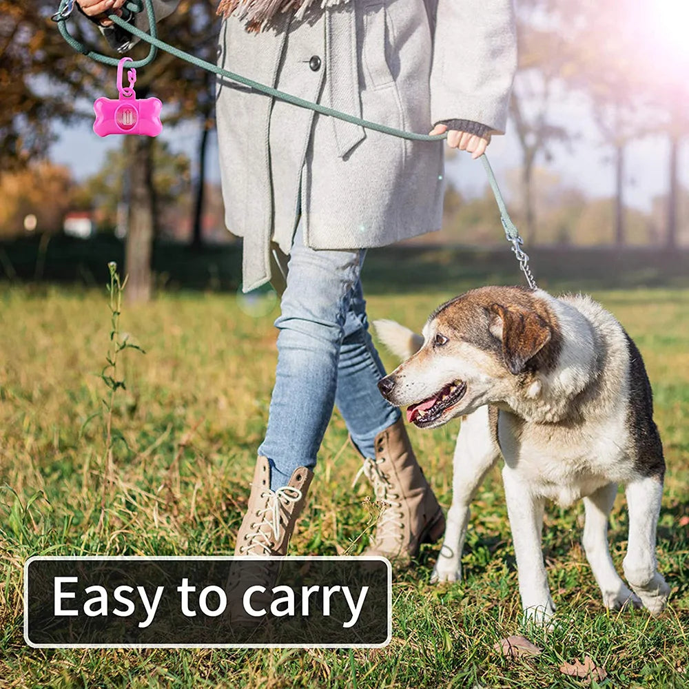 Eco-friendly Dog Poop Bags with Leash Clip and Bone-shaped Dispenser