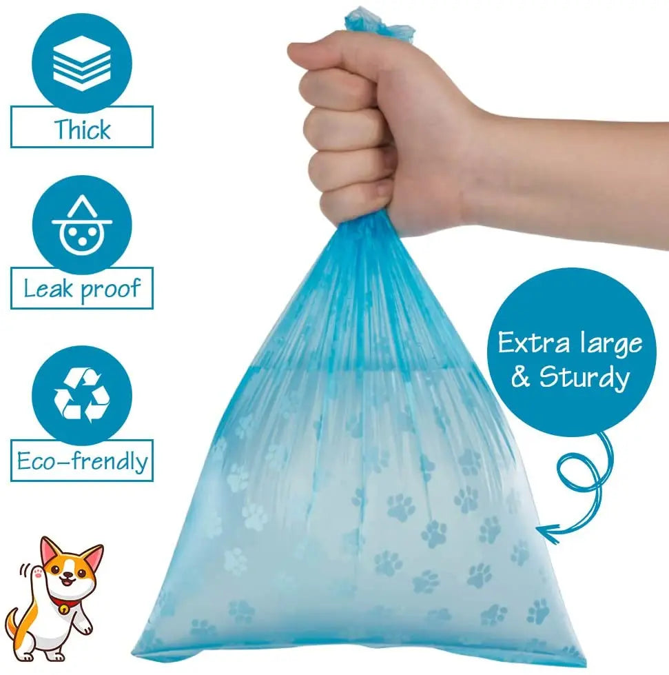 Eco-friendly Dog Poop Bags with Leash Clip and Bone-shaped Dispenser