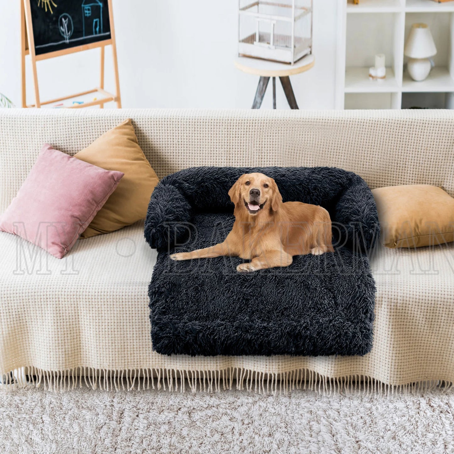 Washable Pet Dog Bed Sofa - Calming Nest with Removable Cushion Option